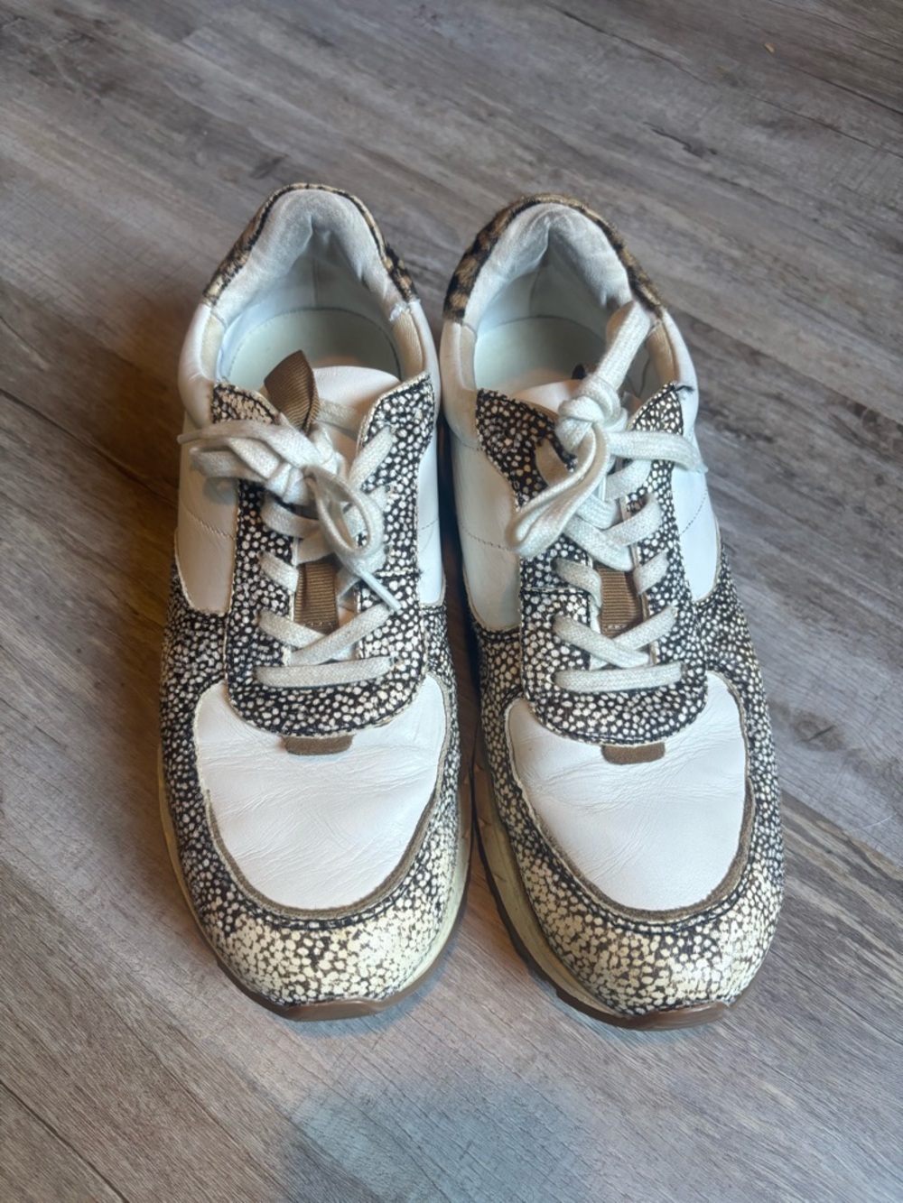 Madewell Kickoff Trainer Sneakers Leather and Spot Dot Calf Hair